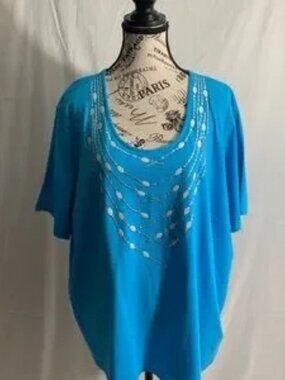BlueTurquoise Beaded top/blouse